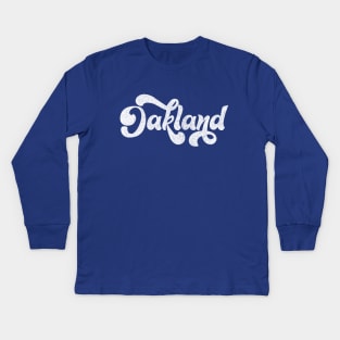 Oakland // Retro Faded Typography Design Kids Long Sleeve T-Shirt